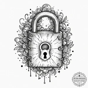 Tattoo design a stylized lock with no visible... - эскиз тату (№1753024226_0, 20.07.2025 15:10) — tattoo-photo.ru