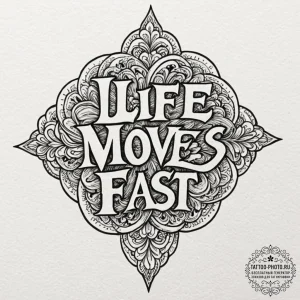 A chicano lettering tattoo "life moves pretty... - эскиз тату (№1753025055_0, 20.07.2025 15:24) — tattoo-photo.ru