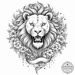 Tattoo sketch a leo lion, its face in intrica... - эскиз тату (№1753025963_0, 20.07.2025 15:39) — tattoo-photo.ru