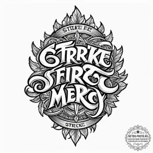 A chicano lettering tattoo "strike first. str... - эскиз тату (№1753026045_0, 20.07.2025 15:40) — tattoo-photo.ru