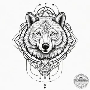 Tattoo sketch: a geometric mandala incorporat... - эскиз тату (№1753027036_0, 20.07.2025 15:57) — tattoo-photo.ru