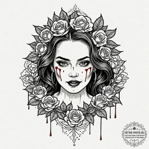 A sketch of daisy domergue from the hateful e... - эскиз тату (№1753027447_0, 20.07.2025 16:04) — tattoo-photo.ru