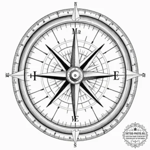 Tattoo design a compass pointing "home" with... - эскиз тату (№1753029273_0, 20.07.2025 16:34) — tattoo-photo.ru