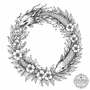 Tattoo design a delicate floral wreath surrou... - эскиз тату (№1753029521_0, 20.07.2025 16:38) — tattoo-photo.ru