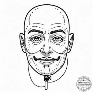 A minimalist tattoo of the "fsociety" mask fr... - эскиз тату (№1753030348_0, 20.07.2025 16:52) — tattoo-photo.ru