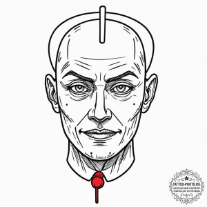 A minimalist tattoo of the "fsociety" mask fr... - эскиз тату (№1753030680_0, 20.07.2025 16:58) — tattoo-photo.ru