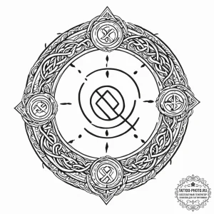 75. tattoo sketch: "raduga" rune surrounded b... - эскиз тату (№1753030763_0, 20.07.2025 16:59) — tattoo-photo.ru