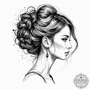 Tattoo sketch a fine line portrait of a woman... - эскиз тату (№1753032499_0, 20.07.2025 17:28) — tattoo-photo.ru