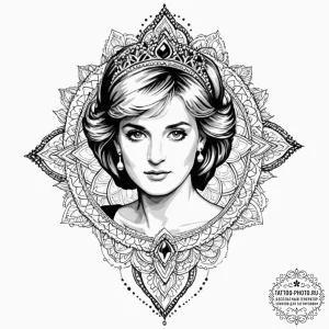 A trash polka tattoo of princess diana, beaut... - эскиз тату (№1753032995_0, 20.07.2025 17:36) — tattoo-photo.ru