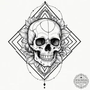 Skull, tattoo flash sheet design, black outli... - эскиз тату (№1753033822_0, 20.07.2025 17:50) — tattoo-photo.ru