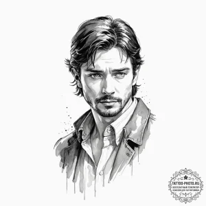 A watercolor sketch of the main character fro... - эскиз тату (№1753033988_0, 20.07.2025 17:53) — tattoo-photo.ru