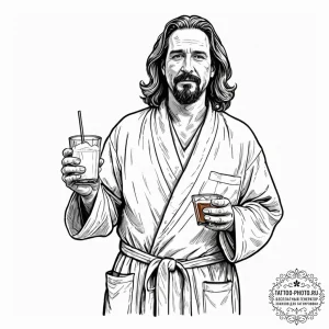 A sketch of the dude from the big lebowski, i... - эскиз тату (№1753034319_0, 20.07.2025 17:58) — tattoo-photo.ru