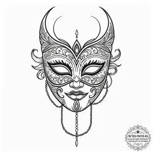 Mask, tattoo flash sheet design, minimalist t... - эскиз тату (№1753034733_0, 20.07.2025 18:05) — tattoo-photo.ru