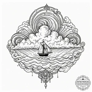 Tattoo sketch a powerful, swirling cloud form... - эскиз тату (№1753034980_0, 20.07.2025 18:09) — tattoo-photo.ru