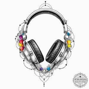 Headphones, tattoo drawing outline, on a clea... - эскиз тату (№1753035228_0, 20.07.2025 18:13) — tattoo-photo.ru