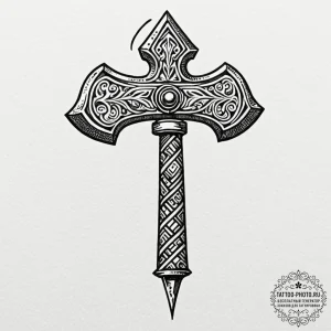 Tattoo sketch: a stylized anvil and hammer fo... - эскиз тату (№1753036631_0, 20.07.2025 18:37) — tattoo-photo.ru