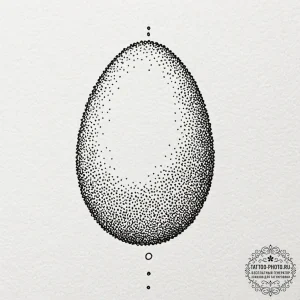 A simple, stark still life of a single egg on... - эскиз тату (№1753036878_0, 20.07.2025 18:41) — tattoo-photo.ru