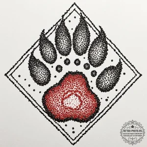 Paw, concept art for tattoo, black and red in... - эскиз тату (№1753037042_0, 20.07.2025 18:44) — tattoo-photo.ru