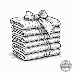 A close-up of a stack of freshly laundered, f... - эскиз тату (№1753039351_0, 20.07.2025 19:22) — tattoo-photo.ru