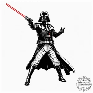 Graphic novel art of darth vader in a dynamic... - эскиз тату (№1753039599_0, 20.07.2025 19:26) — tattoo-photo.ru