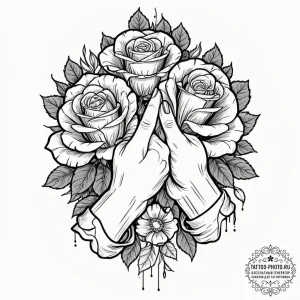 Tattoo design a silhouette of two hands holdi... - эскиз тату (№1753039682_0, 20.07.2025 19:28) — tattoo-photo.ru