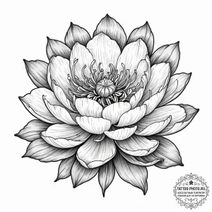 Tattoo design a blooming peony or lotus, larg... - эскиз тату (№1753039765_0, 20.07.2025 19:29) — tattoo-photo.ru