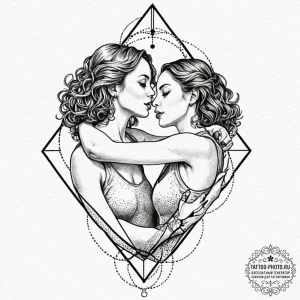 Tattoo design an abstract "embrace" in linewo... - эскиз тату (№1753040341_0, 20.07.2025 19:39) — tattoo-photo.ru