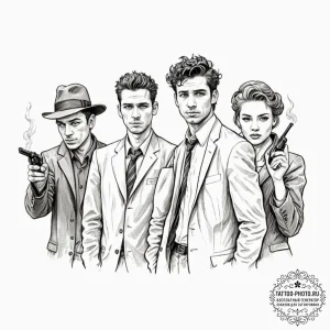 A sketch of the main characters from lock, st... - эскиз тату (№1753040422_0, 20.07.2025 19:40) — tattoo-photo.ru