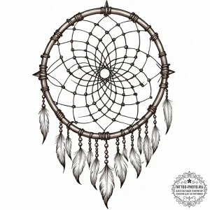 Tattoo sketch a dream catcher where the web c... - эскиз тату (№1753041497_0, 20.07.2025 19:58) — tattoo-photo.ru