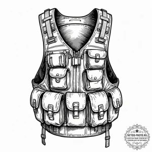 Tattoo sketch a generic tactical vest or plat... - эскиз тату (№1753042239_0, 20.07.2025 20:10) — tattoo-photo.ru