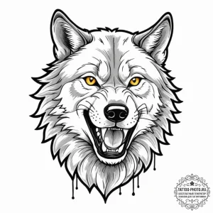 Wolf grin, tattoo drawing outline, black and... - эскиз тату (№1753042649_0, 20.07.2025 20:17) — tattoo-photo.ru
