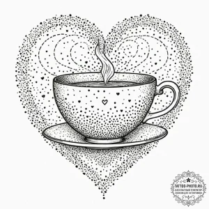 Tattoo design a minimalist teacup with a stea... - эскиз тату (№1753043565_0, 20.07.2025 20:32) — tattoo-photo.ru