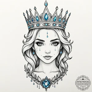 Tattoo design: a portrait of marzanna, with e... - эскиз тату (№1753044885_0, 20.07.2025 20:54) — tattoo-photo.ru