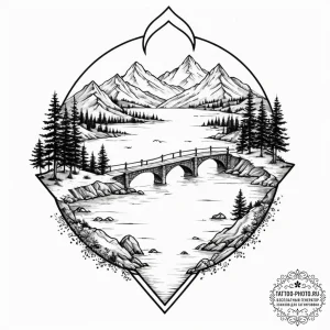 Tattoo design two distant islands connected b... - эскиз тату (№1753044968_0, 20.07.2025 20:56) — tattoo-photo.ru