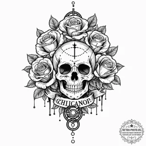 Morse code, ink illustration for tattoo, chic... - эскиз тату (№1753045791_0, 20.07.2025 21:09) — tattoo-photo.ru