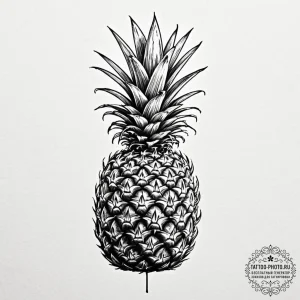 Pineapple, artistic tattoo sketch, on a clean... - эскиз тату (№1753048351_0, 20.07.2025 21:52) — tattoo-photo.ru