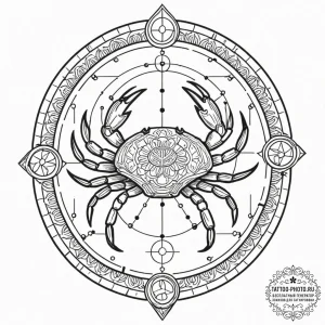 Tattoo design a cancer crab with the "chariot... - эскиз тату (№1753048682_0, 20.07.2025 21:58) — tattoo-photo.ru