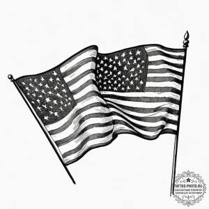 Flag, tattoo line art, vibrant colors, full c... - эскиз тату (№1753048929_0, 20.07.2025 22:02) — tattoo-photo.ru