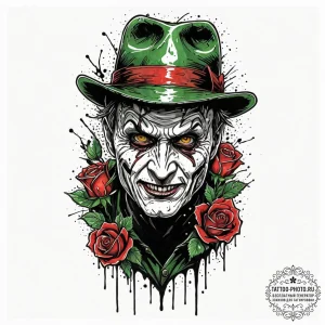 A trash polka portrait of freddy krueger, his... - эскиз тату (№1753049671_0, 20.07.2025 22:14) — tattoo-photo.ru