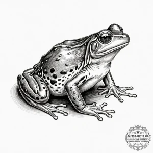 Frog, ink illustration for tattoo, realistic... - эскиз тату (№1753050248_0, 20.07.2025 22:24) — tattoo-photo.ru
