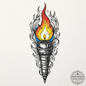 Torch, tattoo line art, on a clean white pape... - эскиз тату (№1753050331_0, 20.07.2025 22:25) — tattoo-photo.ru