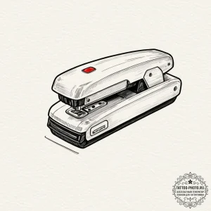 A minimalist tattoo of the red stapler from o... - эскиз тату (№1753053054_0, 20.07.2025 23:10) — tattoo-photo.ru