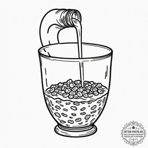 A shot of a glass of milk being poured into a... - эскиз тату (№1753053136_0, 20.07.2025 23:12) — tattoo-photo.ru