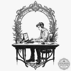 Tattoo design a minimalist silhouette of a ga... - эскиз тату (№1753053219_0, 20.07.2025 23:13) — tattoo-photo.ru