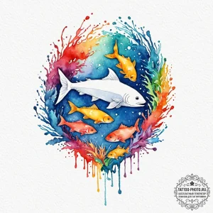 A watercolor tattoo of the sea from ponyo, wi... - эскиз тату (№1753053384_0, 20.07.2025 23:16) — tattoo-photo.ru