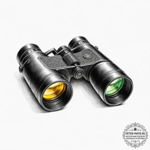 Tattoo sketch a pair of binoculars focused on... - эскиз тату (№1753055036_0, 20.07.2025 23:43) — tattoo-photo.ru