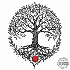 Tattoo design: a depiction of the tree of lif... - эскиз тату (№1753055780_0, 20.07.2025 23:56) — tattoo-photo.ru