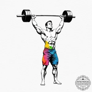 Tattoo sketch a powerful weightlifter's silho... - эскиз тату (№1753055945_0, 20.07.2025 23:59) — tattoo-photo.ru