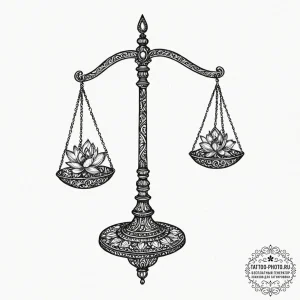 Tattoo sketch libra's scales formed by the ba... - эскиз тату (№1753056111_0, 21.07.2025 00:01) — tattoo-photo.ru