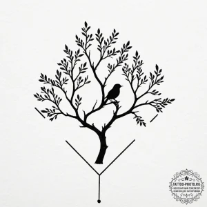 Tattoo design a silhouette of a tree branch w... - эскиз тату (№1753056605_0, 21.07.2025 00:10) — tattoo-photo.ru